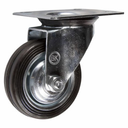 Колесная опора 160 мм площадка, поворотная, черная резина, роликоподшипник