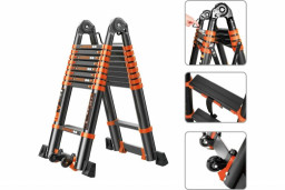 Лестница телескопическая 2-х секц 2х7 ступ BLACK LINE STARTUL