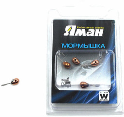 Мормышка вольф  ЯМАН  Капля с ушк. + кр. камень, р.4, вес 1 г, цв.медь