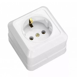 Розетка Олимп белая 1м. с/з  о/у 16А 220В О0028