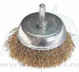 Щетка 50 мм для дрели "чашка" со шпилькой латунированная витая проволока MATRIX